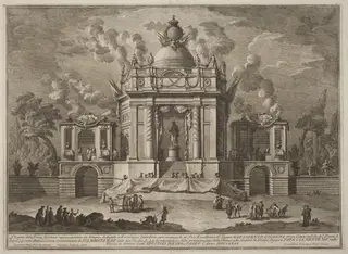 The Prima Macchina for the Chinea of 1771: The Temple of Asclepius, by Giuseppe Vasi, ink, 1771