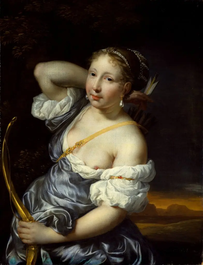 Diana as Huntress, by Nicolaes de Helt Stockade, oil, 1654