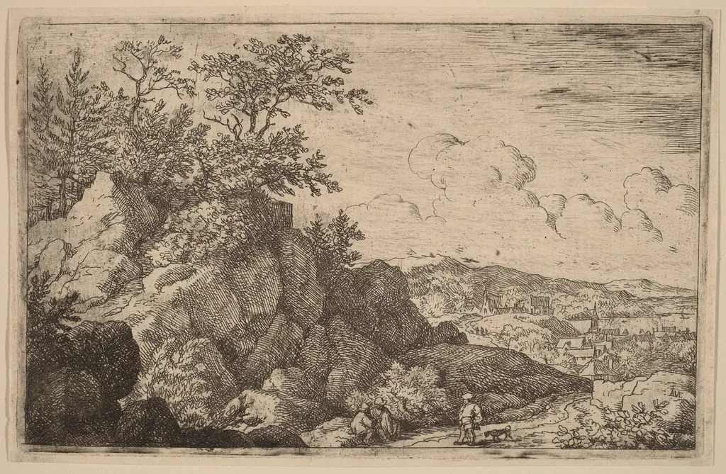 Peasant with His Dog, by Allart van Everdingen, ink, 1650