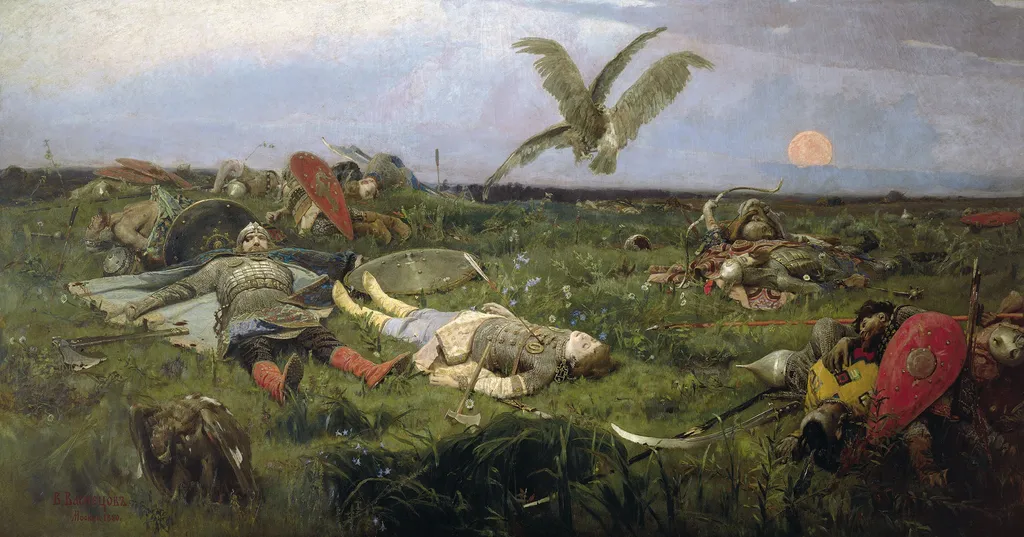 After prince Igor’s battle, by Viktor Vasnetsov, oil, 1890