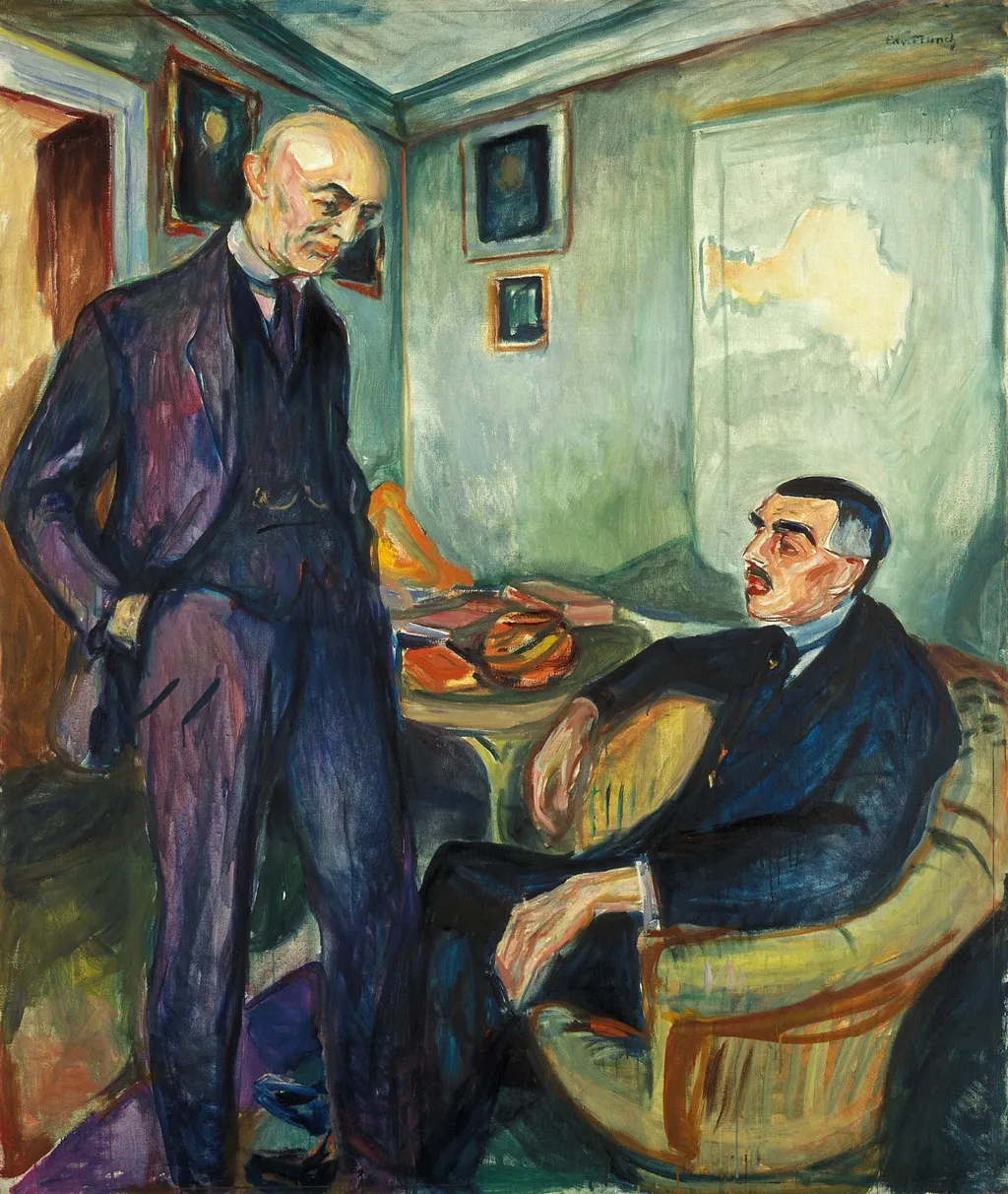 Lucien Dedichen and Jappe Nilssen, by Edvard Munch, oil, 1925