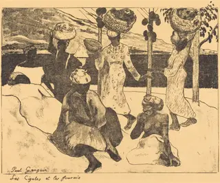 Locusts and Ants: A Memory of Martinique  (Les cigales et les fourmis: Souvenir de la Martinique), by Paul Gauguin, ink, 1889