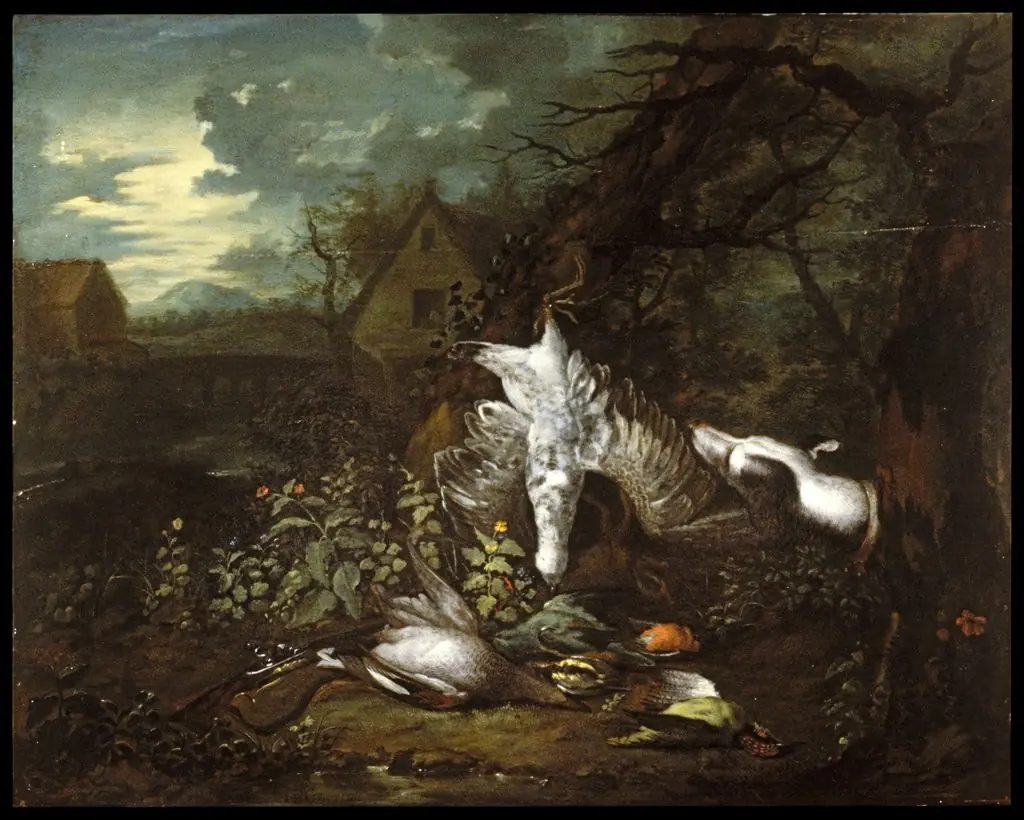 Still Life with Dead Game Birds, by Johan Baptist Govaerts, oil, 1720