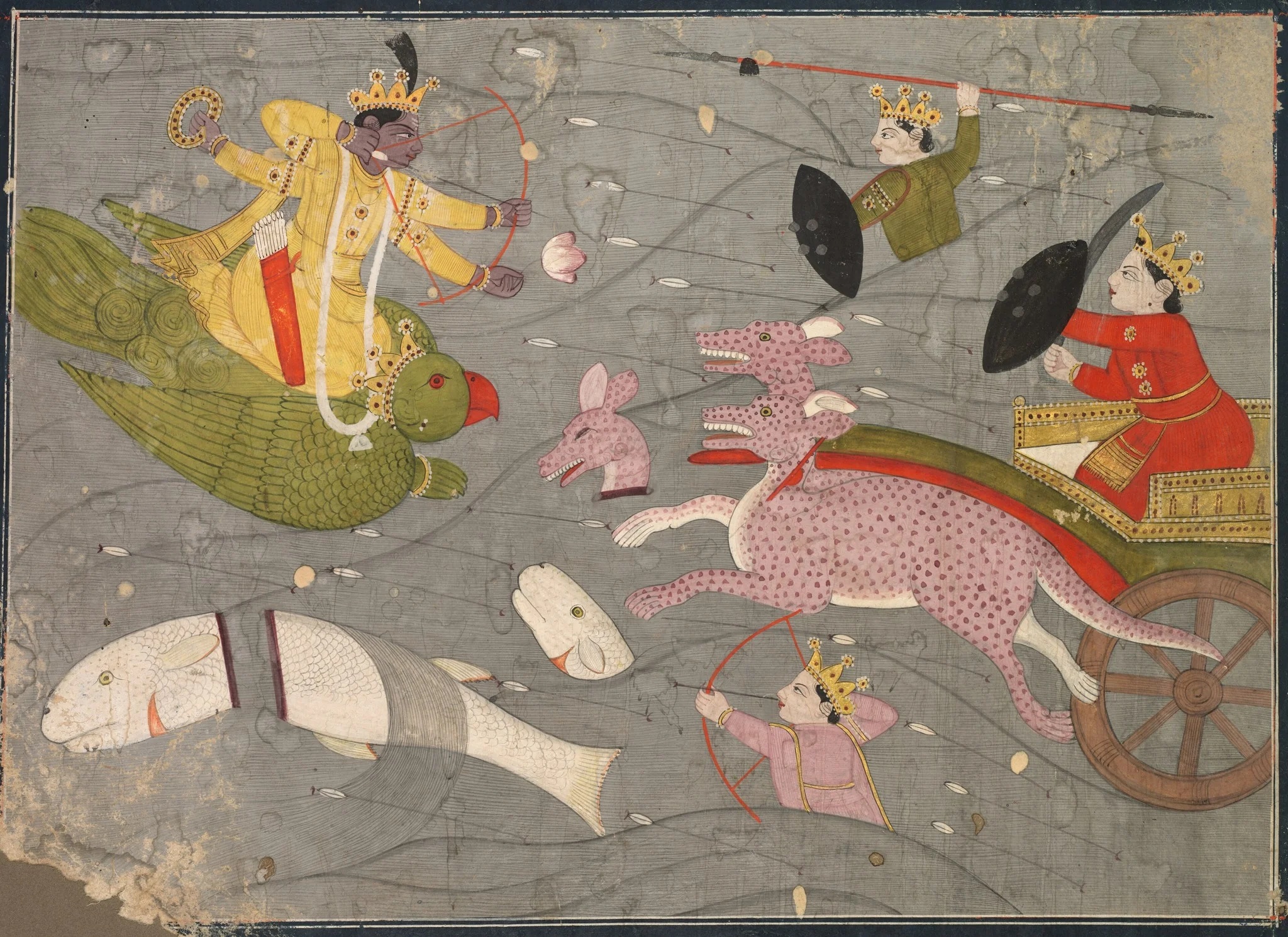 Krishna Fighting Vanasura's Sons: Scene from the Aniruddha Usha Section of Krishna Lila, detail