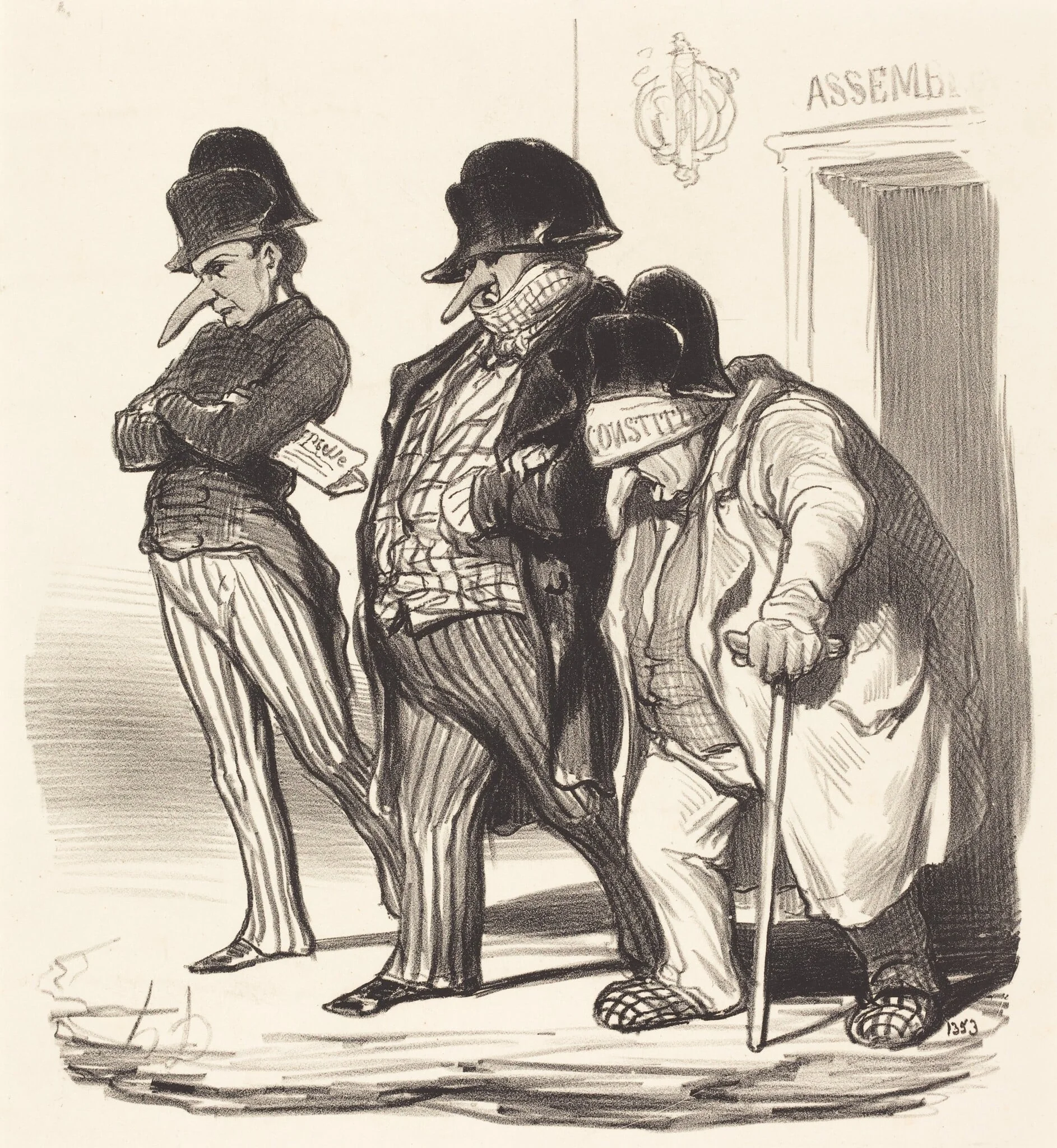 Les Journaux Napoléoniens sortant de l'Assemblée Nationale..., detail