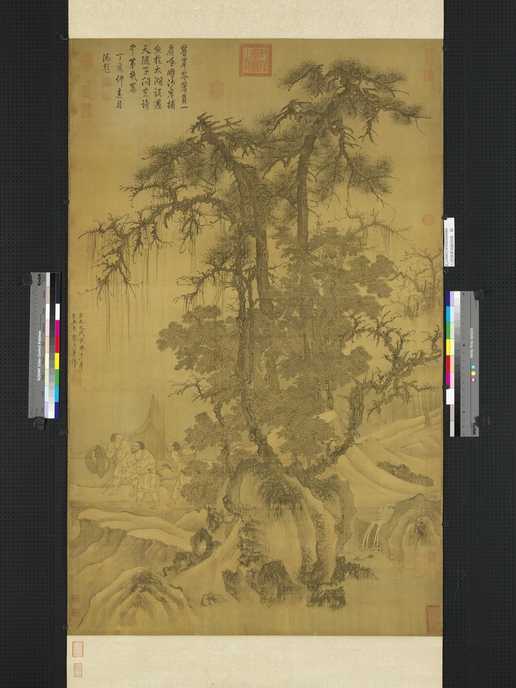 元唐棣霜浦歸漁圖 軸, detail