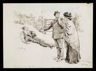 Original drawing for illustration to 'Bad and Worthless' published in the English Illustrated Magazine, by Hammond, 1894