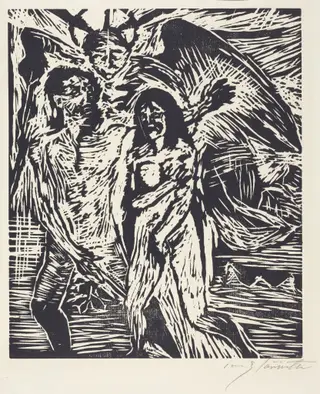 Austreibung aus dem Paradies (The Expulsion from Paradise), by Lovis Corinth, ink, 1919