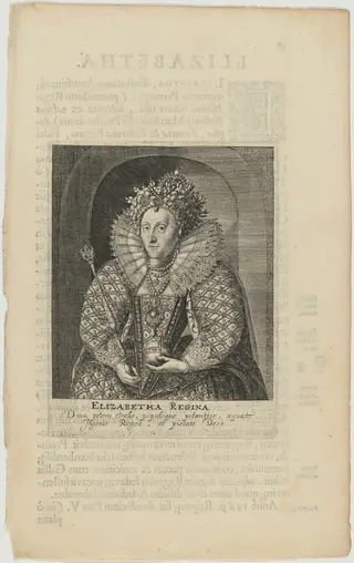 Queen Elizabeth, by Willem de Passe, ink, 1620