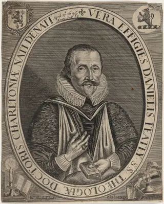 Daniel Featly, age 65, by William Marshall, ink, 1623