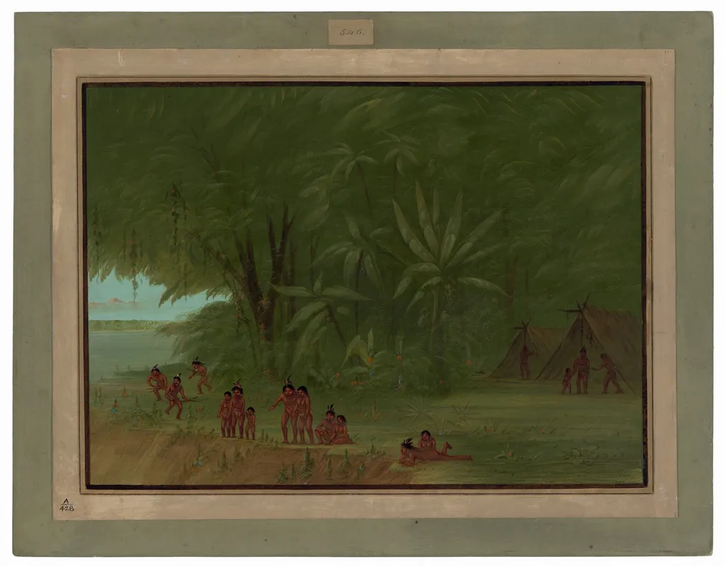 Mauhees Encampment, by George Catlin, oil, 1862