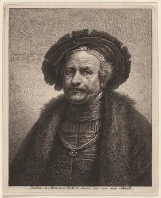 Self-Portrait of Rembrandt, by Georg Friedrich Schmidt, ink, 1771