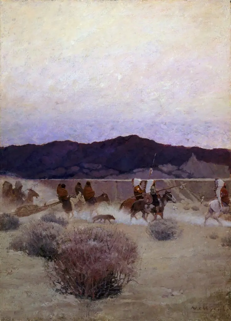 Moving Camp, by N. C. Wyeth, oil, 1908