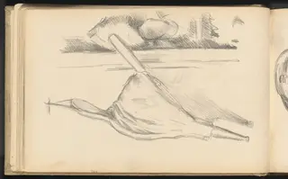 Bellows in Front of a Fireplace, by Paul Cézanne, graphite, 1890