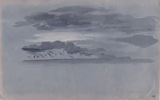 Study of cliffs and the sea, by Thomas Tudor, watercolor, 1820