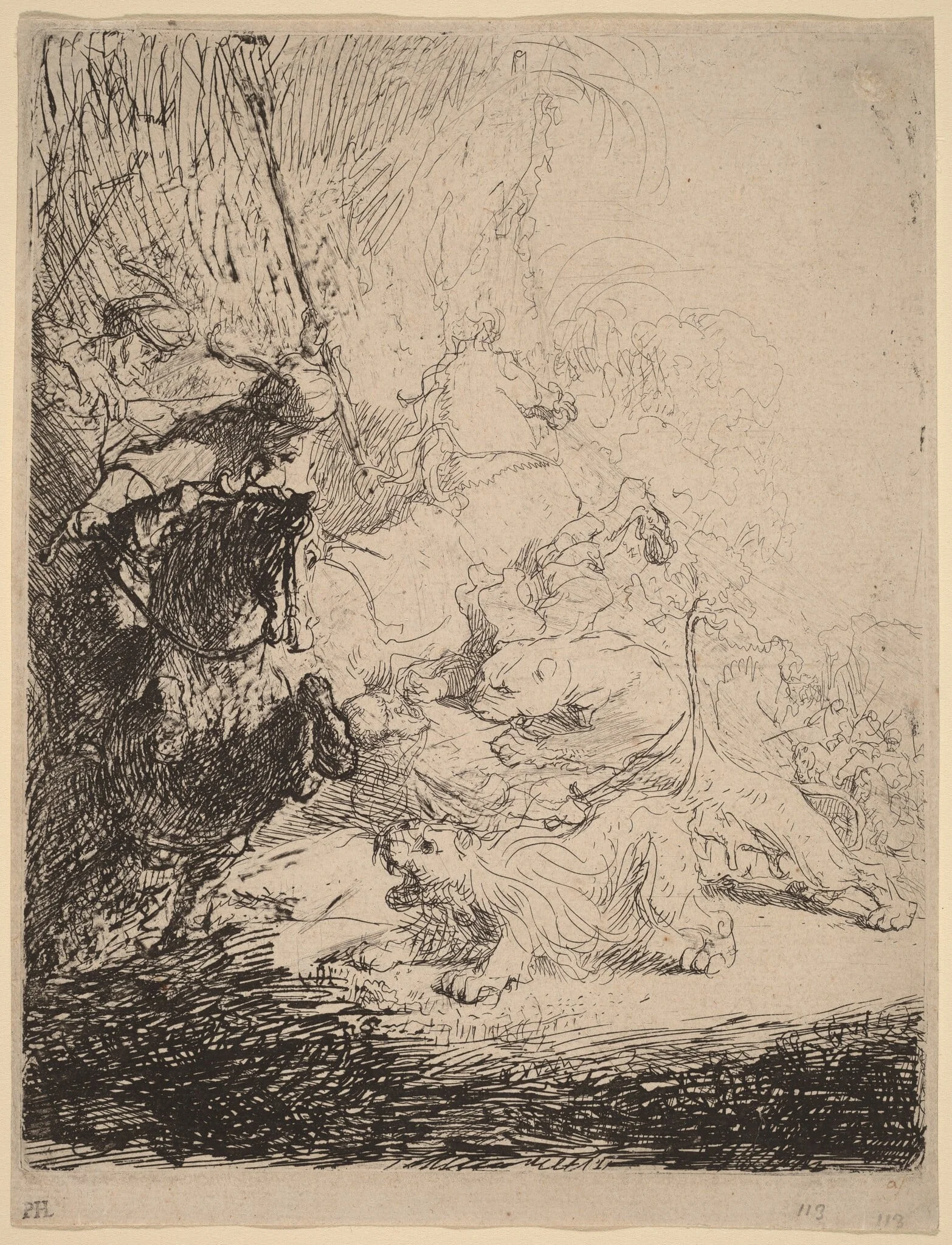 The Small Lion Hunt (with Two Lions), detail