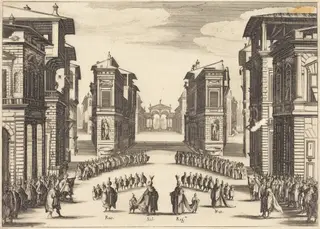 Il Solimano, Act II, by Jacques Callot, ink, 1620