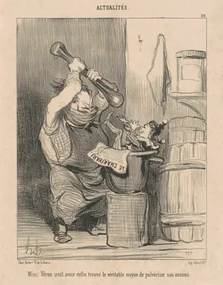 Mimi Vèron croit avoir ... trouvé le ..., by Honoré Daumier, ink, 1850