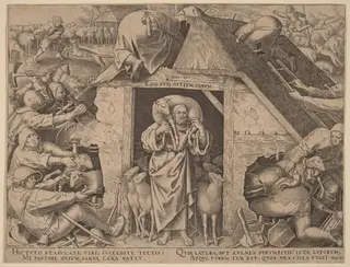 The Parable of the Good Shepherd, by Philip Galle, ink, 1565