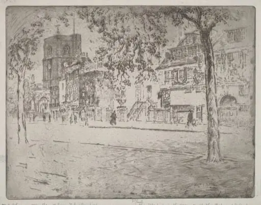 House Where Whistler Died, by Joseph Pennell, ink, 1904