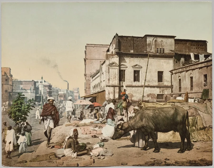 India. Calcutta. Harrison Road I with Group of Jogees, after photo by Dr. Kurt Boeck, detail