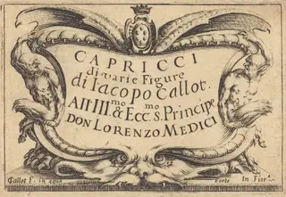 Title Page for "The Capricci", by Jacques Callot, ink, 1617