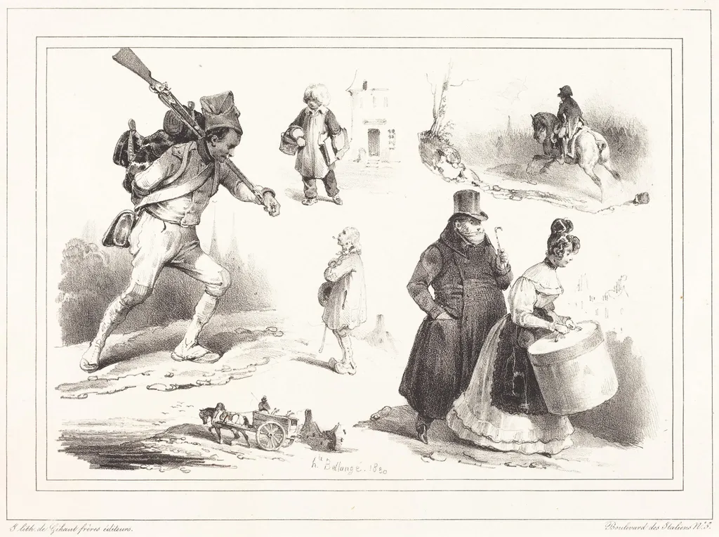 Social Vignettes, by Hippolyte Bellangé, ink, 1830