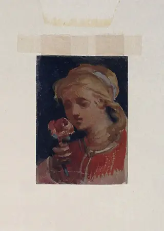 Girl holding a flower, by Marchioness of Waterford Louisa Anne, watercolor, 1850