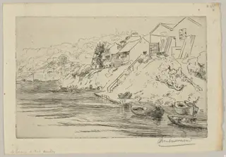 The Sawmill of Bas-Meudon, by Félix Bracquemond, ink, 1868