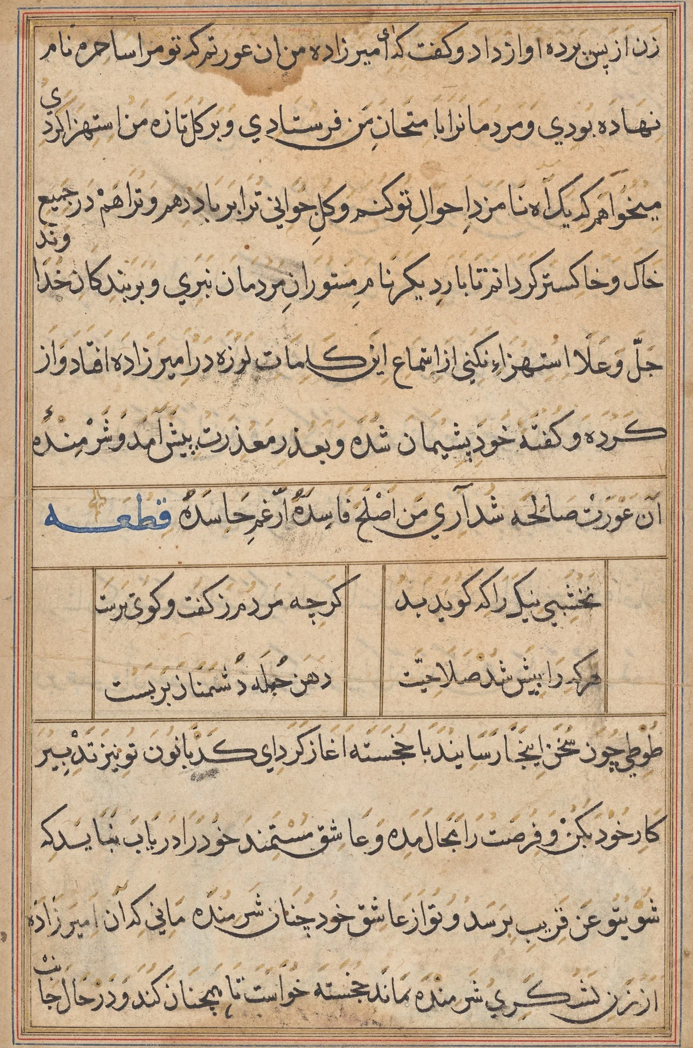 Page from Tales of a Parrot (Tuti-nama): text page, detail