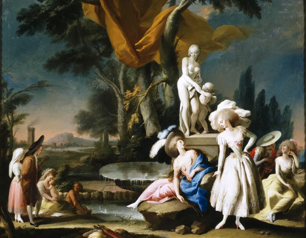Couples in a Park, by José Camarón y Bonanat, oil, 1793
