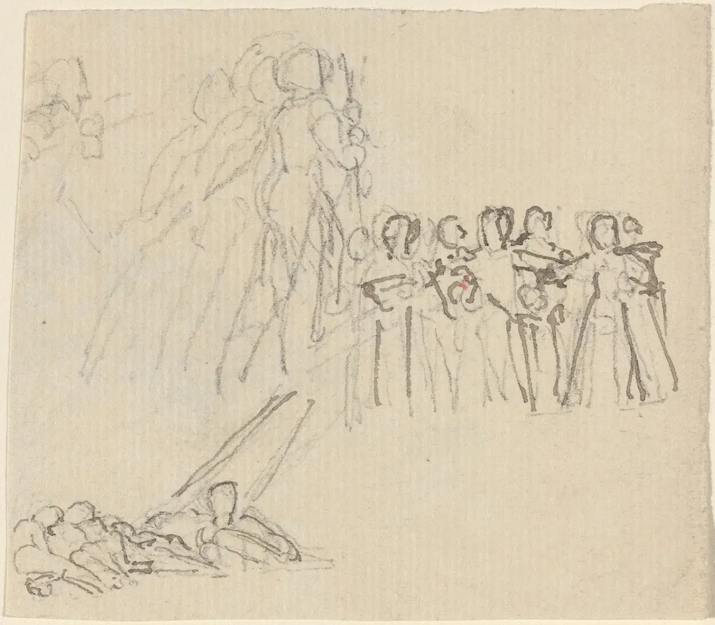 Sheet of Studies [recto and verso], by John Flaxman, ink, 1790