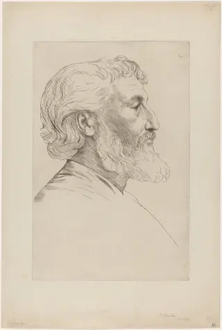Sir Frederic Leighton, by Alphonse Legros, ink, 1878