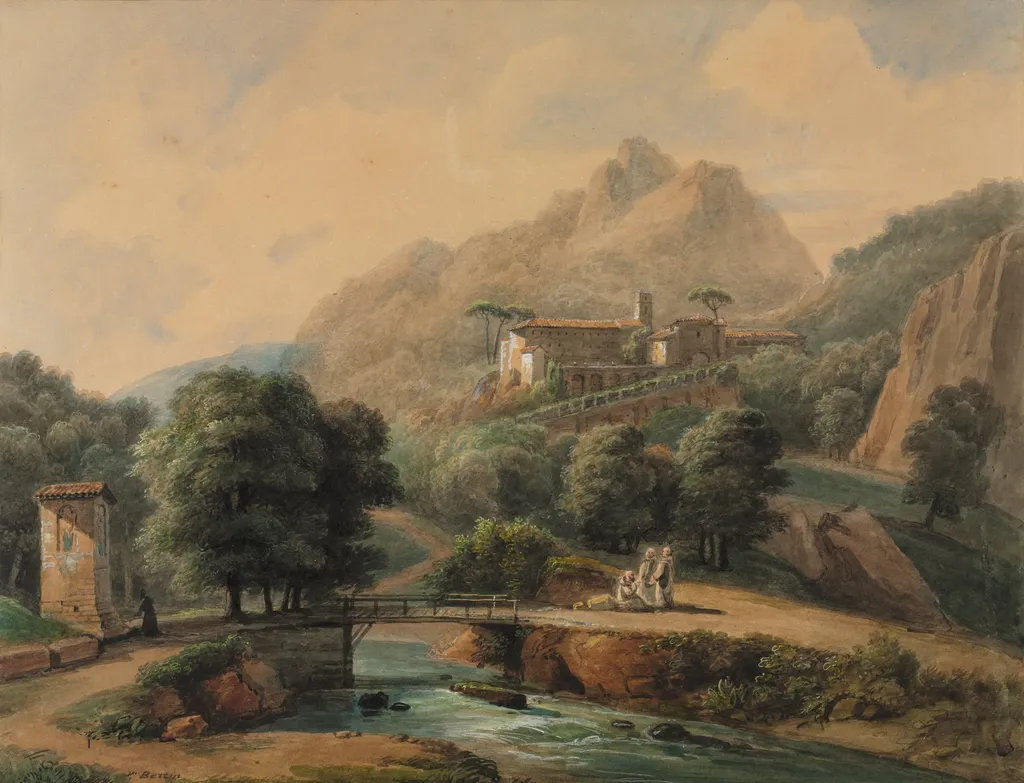 Paysage Italien: L'Abbaye et Les Religieux, by Jean-Victor Bertin, 1814
