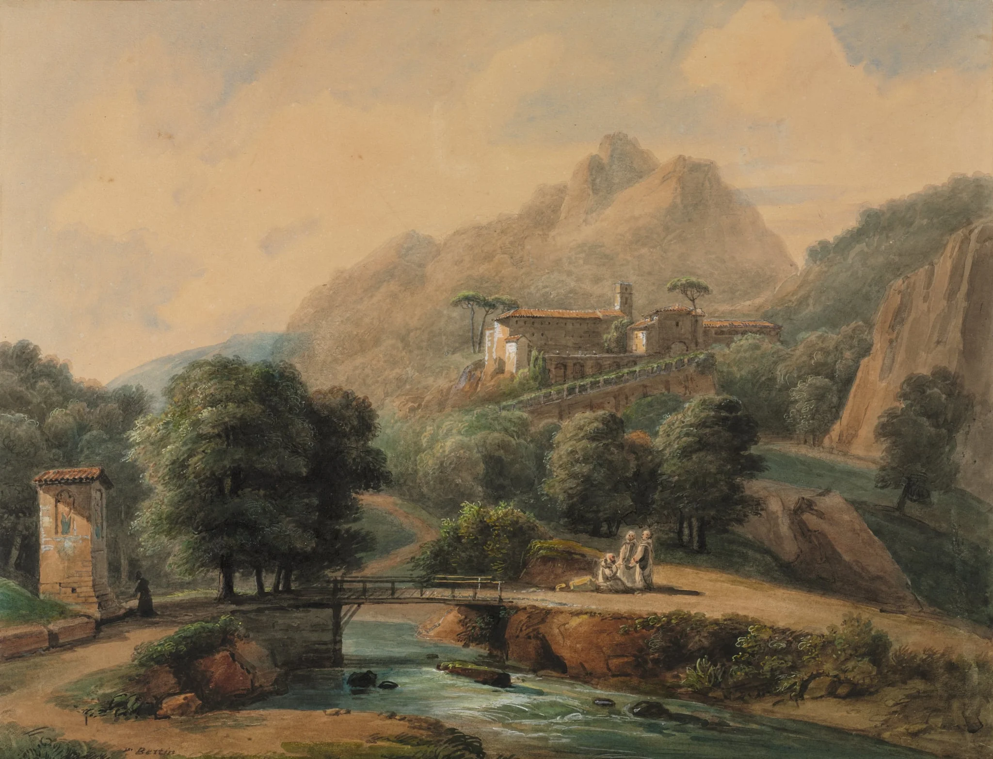Paysage Italien: L'Abbaye et Les Religieux, detail
