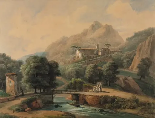Paysage Italien: L'Abbaye et Les Religieux, by Jean-Victor Bertin, 1814