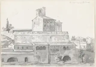 The Canonica of Sant'Ambrogio, Milan, by Jacques-Louis David, chalk, 1778