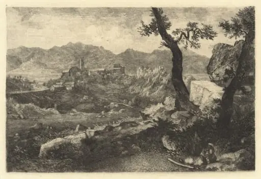A View Near Rome, by George Loring Brown, ink, 1854