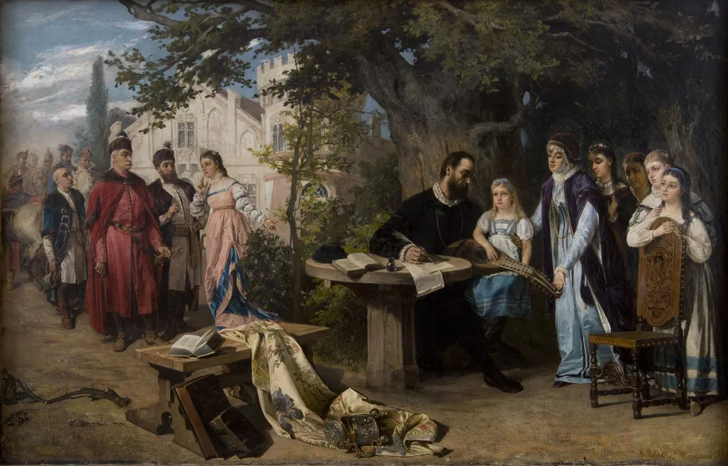 Jan Zamoyski Visiting Czarnolas, by Karol Miller, oil, 1889