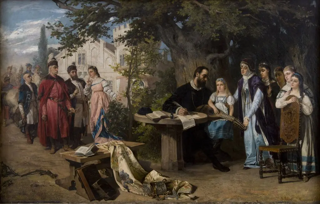 Jan Zamoyski Visiting Czarnolas, by Karol Miller, oil, 1889