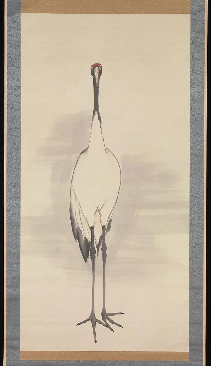 鶴図|Cranes, detail
