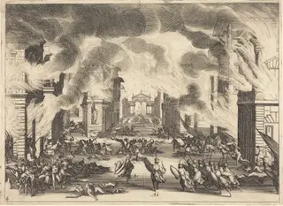 Il Solimano, Act V, by Jacques Callot, ink, 1620