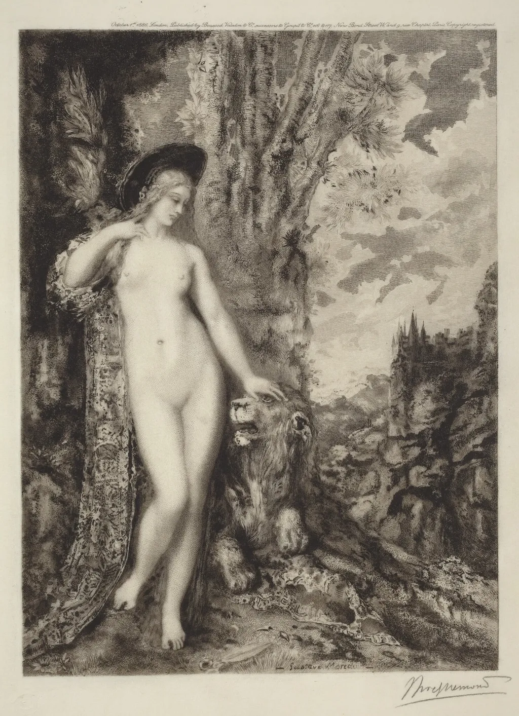 The Amorous Lion [Le lion amoureux], by Félix Bracquemond, ink, 1886