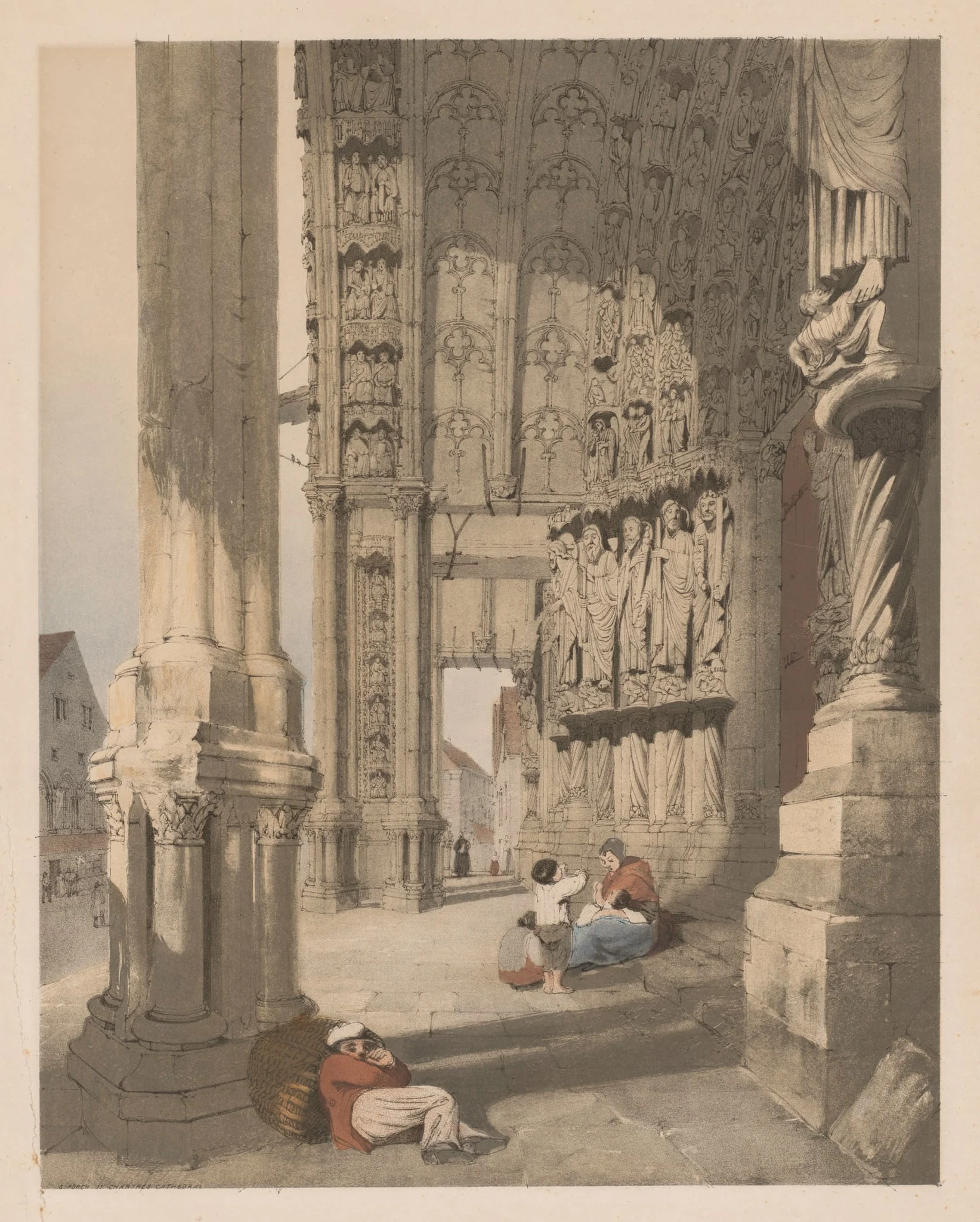 Picturesque Architecture in Paris, Ghent, Antwerp, Rouen, Etc.: South Porch of Chartres Cathedral,, detail
