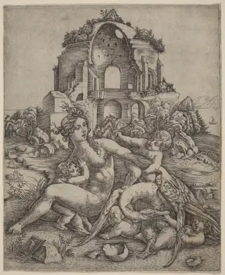 Leda and the Swan, by Giovanni Battista Palumba, ink, 1510