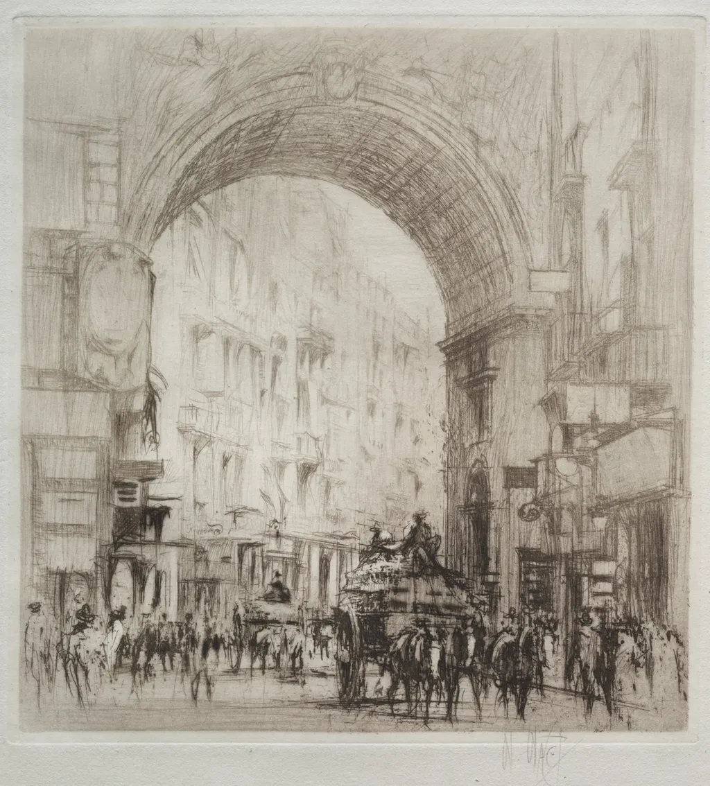 Arco San Carlo, Naples, by William Walcot, 1918