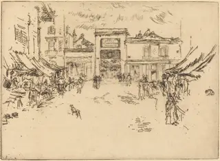 Little Market Place, Tours, by James McNeill Whistler, ink, 1888