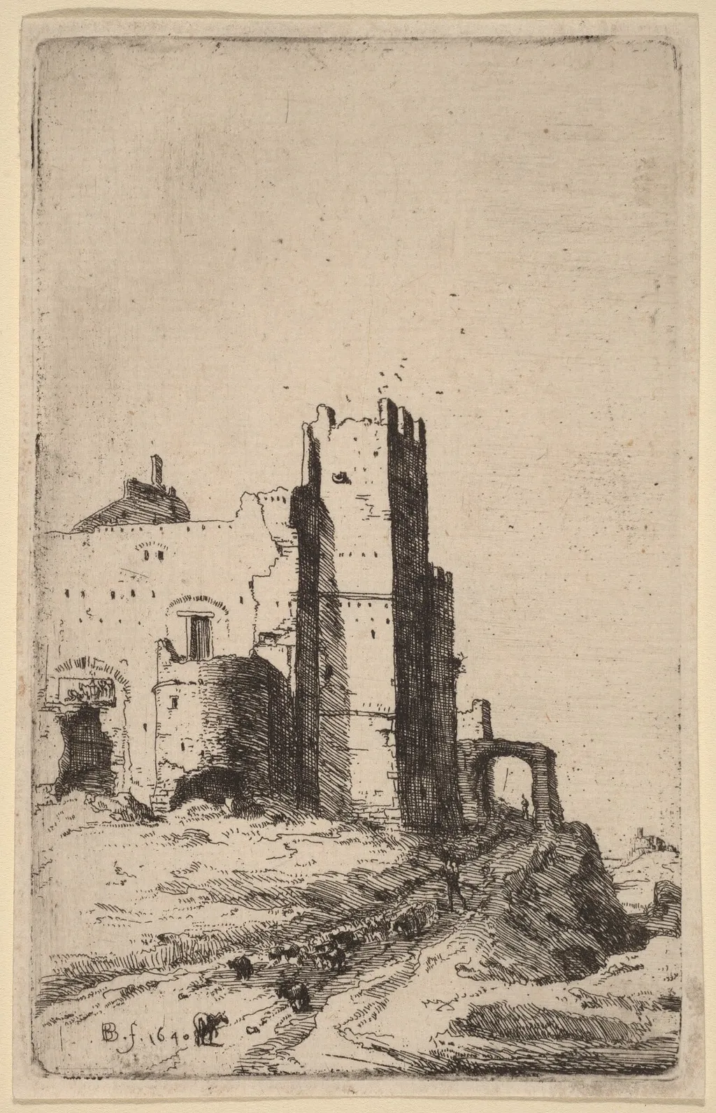 The Town of Leoni, near Frascati, by Bartholomeus Breenbergh, ink, 1640