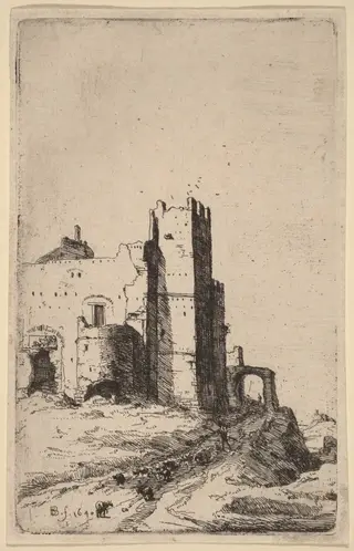 The Town of Leoni, near Frascati, by Bartholomeus Breenbergh, ink, 1640