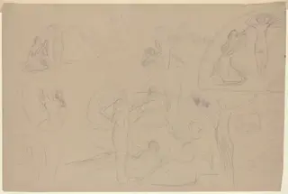 Studies for a Lunette [verso], by Charles Sprague Pearce, graphite, 1894